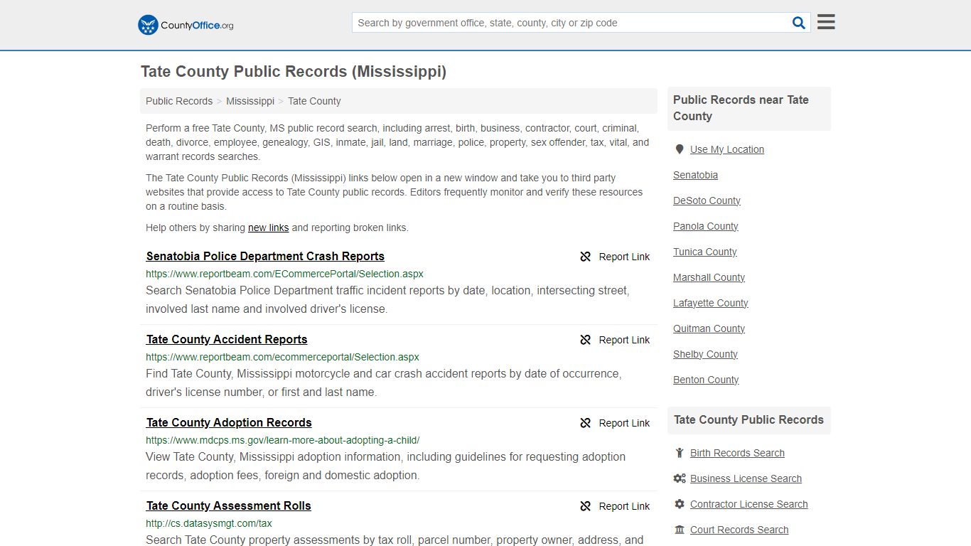 Public Records - Tate County, MS (Business, Criminal, GIS, Property ...