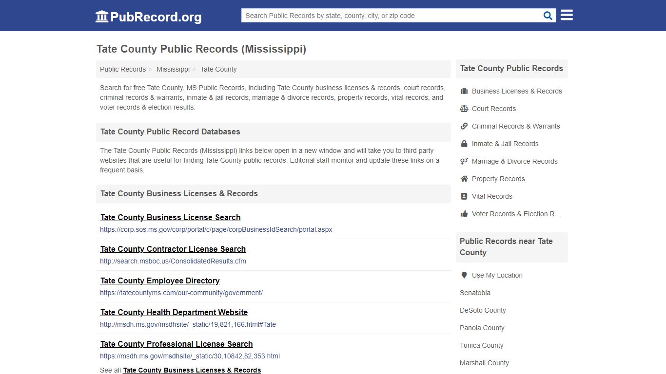 Free Tate County Public Records (Mississippi Public Records)