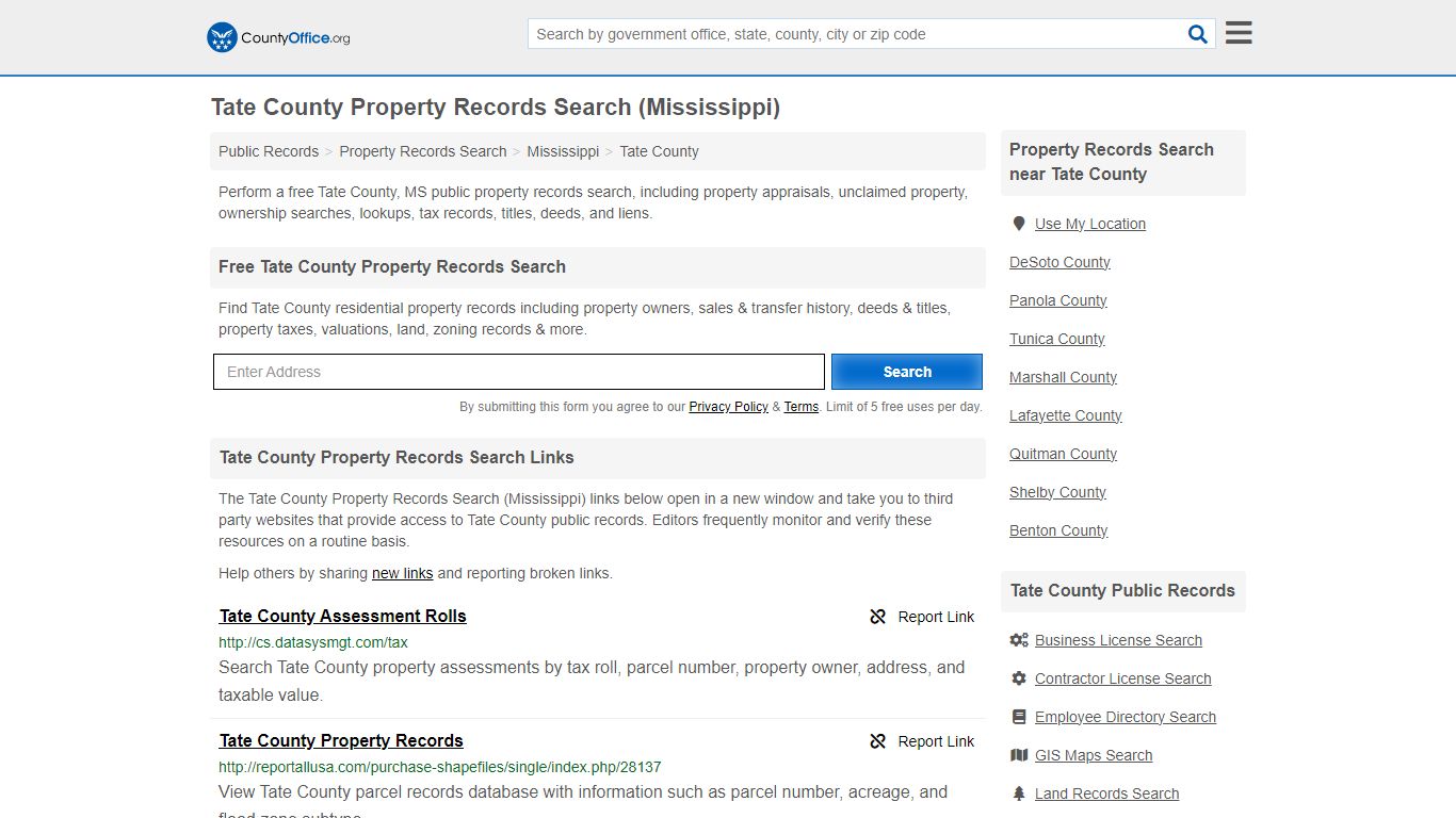 Tate County Property Records Search (Mississippi) - County Office